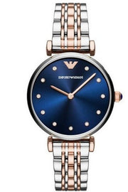  Shop Authentic Emporio Armani Gianni T Bar Crystal Blue Dial Two Tone Steel Strap Watch For Women - AR11092 - Luxxuri