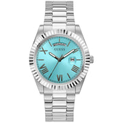  Shop Authentic Guess Connoisseur Turquoise Dial Silver Steel Strap Watch for Men - GW0265G11 - Luxxuri
