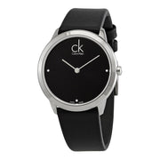  Shop Authentic Calvin Klein Minimal Black Dial Black Leather Strap Watch for Men - K3M221CS - Luxxuri