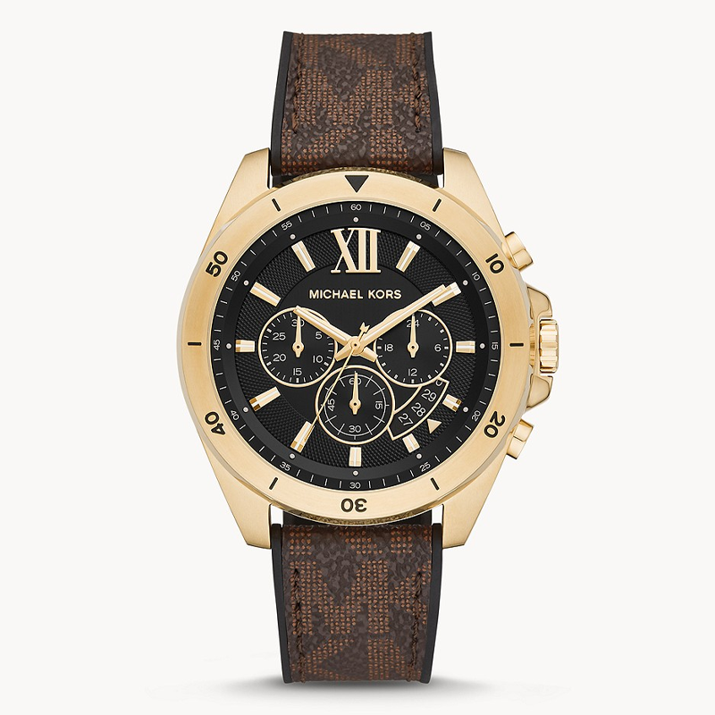  Shop Authentic Michael Kors Brecken Chronograph Black Dial Brown Leather Strap Watch For Men - MK8849 - Luxxuri