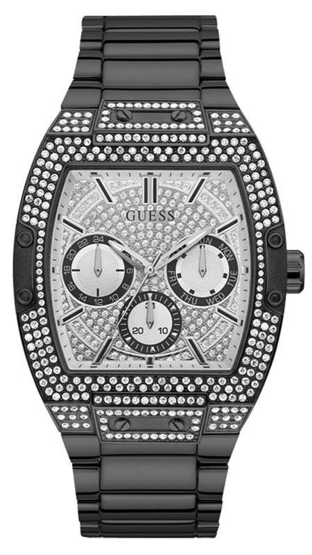  Shop Authentic Guess Phoenix Multifunction Crystals Silver Dial Black Steel Strap Watch For Men - GW0094G3 - Luxxuri