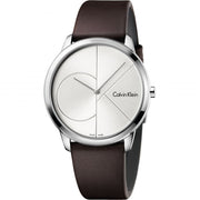  Shop Authentic Calvin Klein Minimal Silver Dial Brown Leather Strap Watch for Men - K3M211G6 - Luxxuri