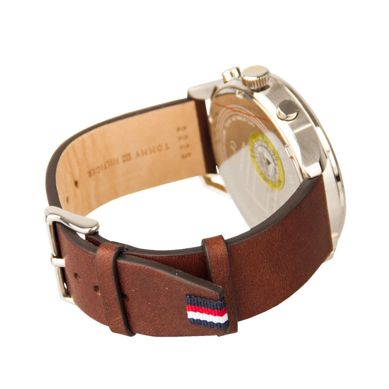  Shop Authentic Tommy Hilfiger Chase Chronograph Grey Dial Brown Leather Strap Watch For Men - 1791487 - Luxxuri