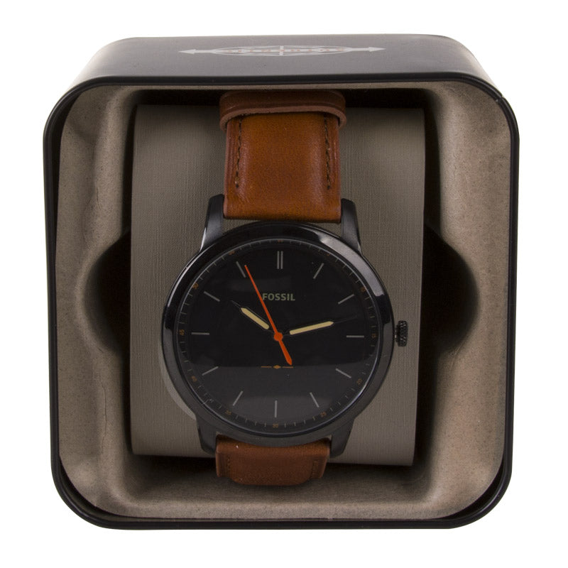  Shop Authentic Fossil The Minimalist Black Dial Brown Leather Strap Watch for Men - FS5305 - Luxxuri