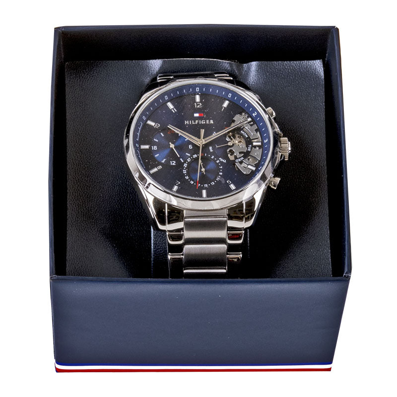  Shop Authentic Tommy Hilfiger Baker Quartz Blue Dial Silver Steel Strap Watch For Men - 1710448 - Luxxuri