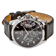  Shop Authentic Tommy Hilfiger Baker Chronograph Black Dial Black Leather Strap Watch For Men - 1710449 - Luxxuri