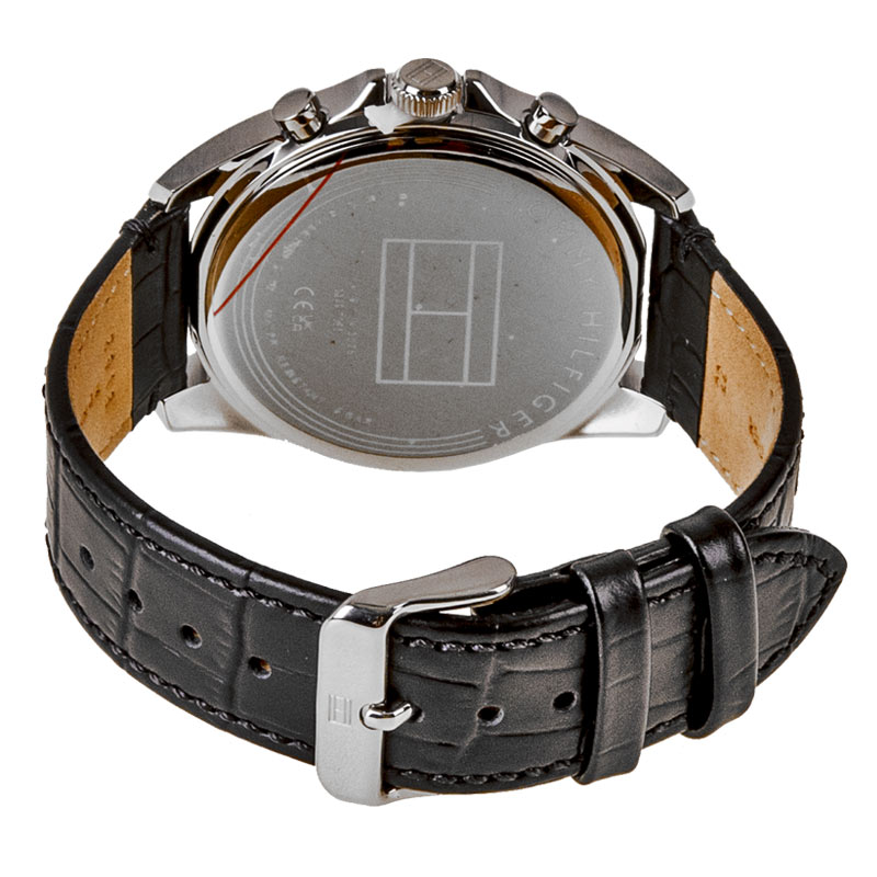  Shop Authentic Tommy Hilfiger Baker Chronograph Black Dial Black Leather Strap Watch For Men - 1710449 - Luxxuri