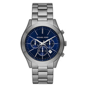  Shop Authentic Michael Kors Slim Runway Chronograph Blue Dial Grey Steel Strap Watch For Men - MK8987 - Luxxuri