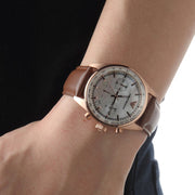  Shop Authentic Emporio Armani Sportivo Chronograph White Dial Brown Leather Strap Watch For Men - AR5996 - Luxxuri