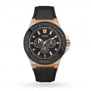  Shop Authentic Guess Force Analog Black Dial Black Leather Strap Watch For Men - W0674G6 - Luxxuri
