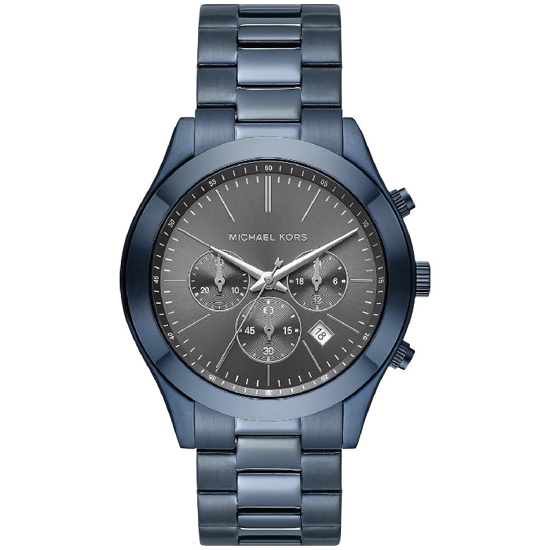  Shop Authentic Michael Kors Slim Runway Chronograph Black Dial Blue Steel Strap Watch for Men - MK8918 - Luxxuri