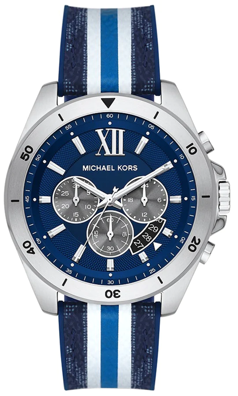  Shop Authentic Michael Kors Brecken Chronograph Blue Dial Two Tone PVC Strap Watch For Men - MK8950 - Luxxuri