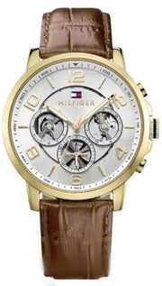  Shop Authentic Tommy Hilfiger Keagan Quartz Silver Dial Brown Leather Strap Watch for Men - 1791291 - Luxxuri