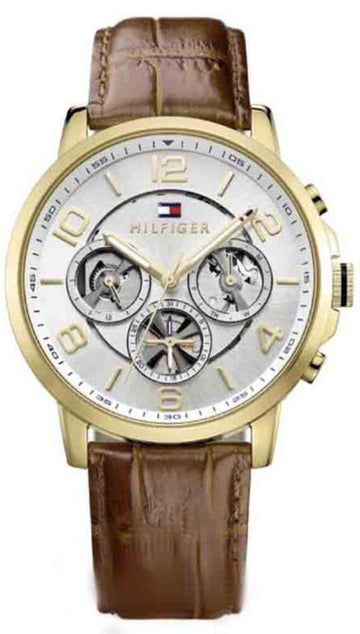  Shop Authentic Tommy Hilfiger Keagan Quartz Silver Dial Brown Leather Strap Watch for Men - 1791291 - Luxxuri