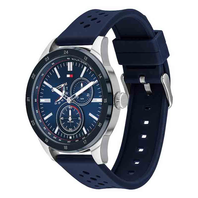  Shop Authentic Tommy Hilfiger Austin Quartz Blue Dial Blue Rubber Strap Watch for Men - 1791635 - Luxxuri