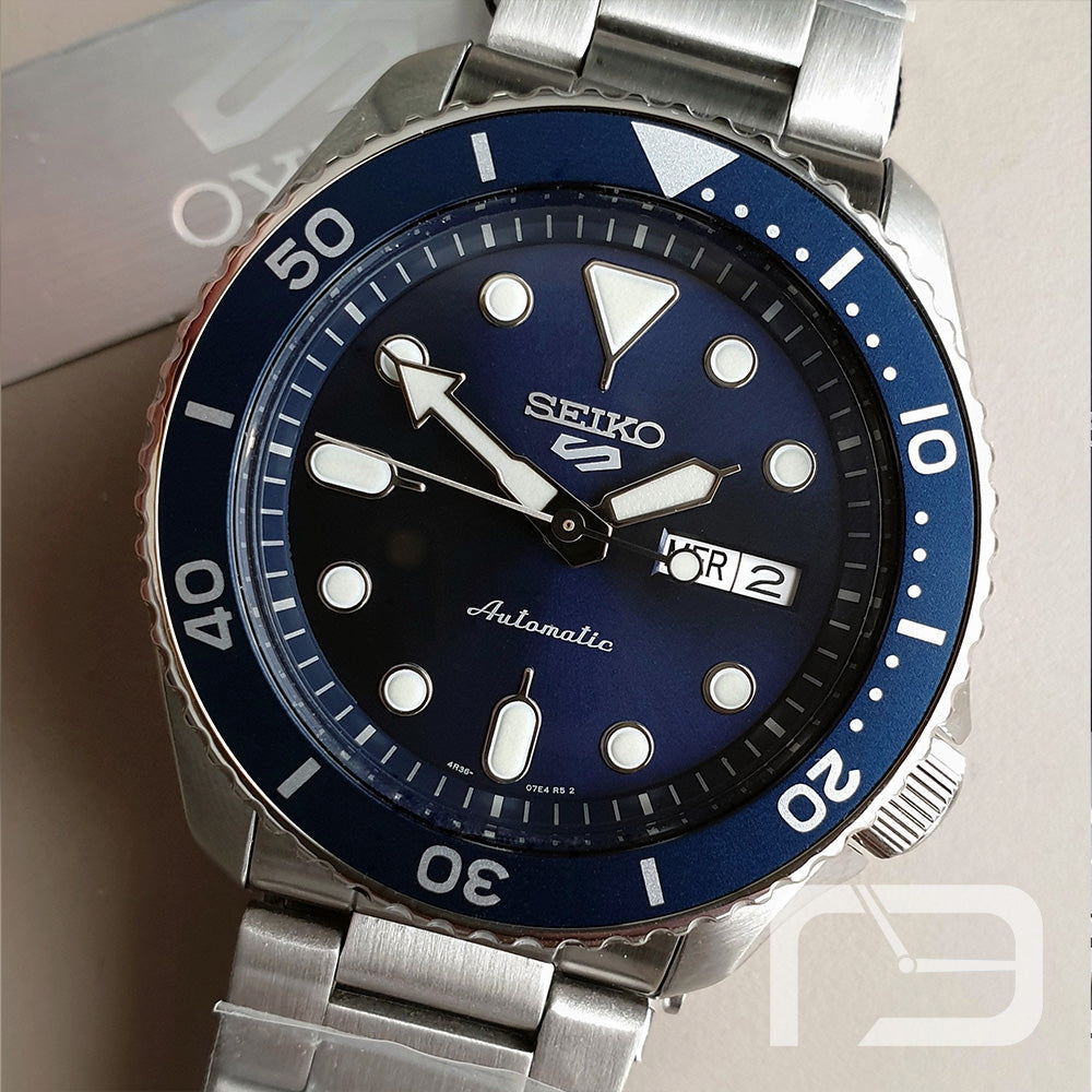  Shop Authentic Seiko 5 Sports Automatic Analog Blue Dial Silver Steel Strap Watch For Men - SRPD51K1 - Luxxuri