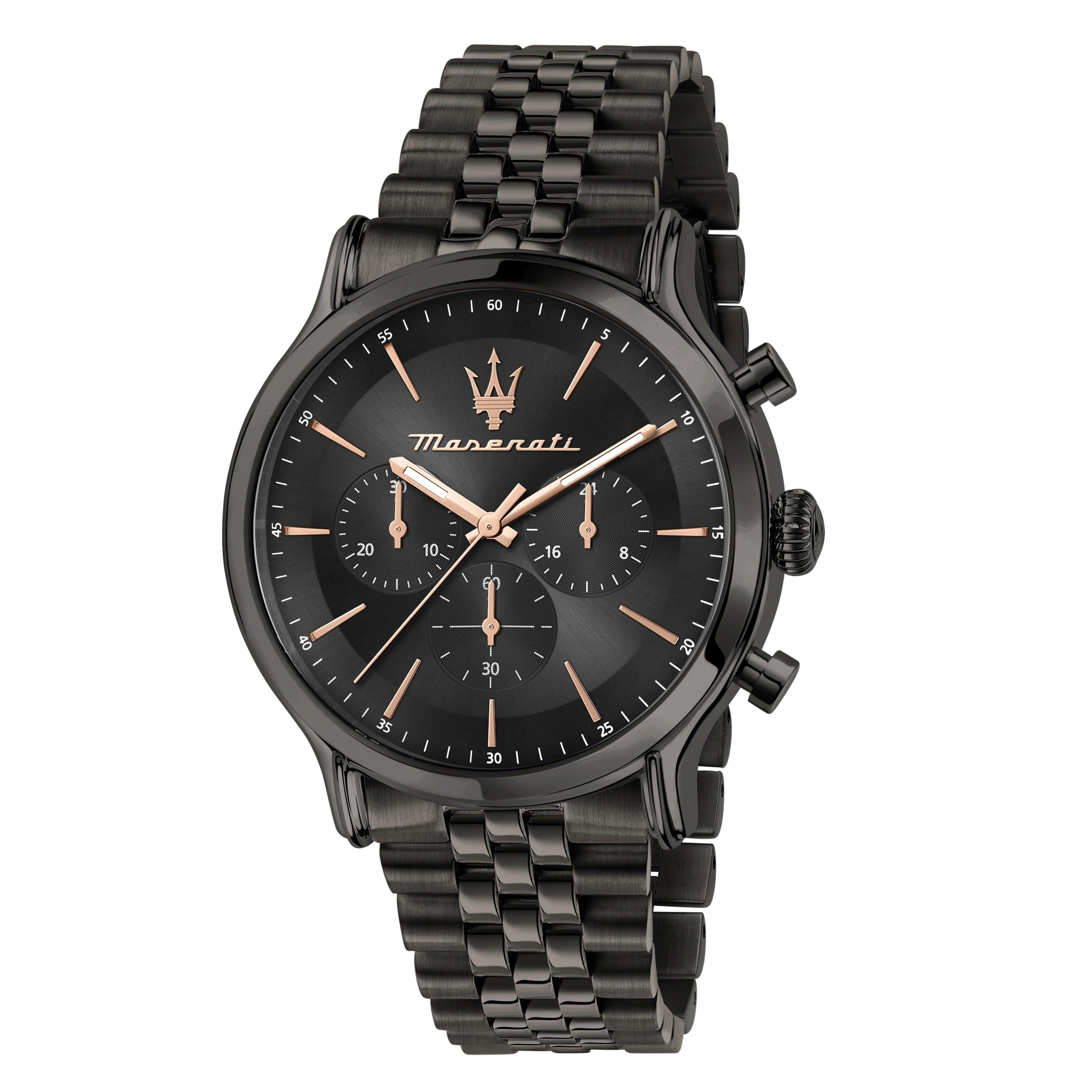  Shop Authentic Maserati Epoca Limited Edition Chronograph Black Dial Black Steel Strap Watch For Men - R8873618019 - Luxxuri