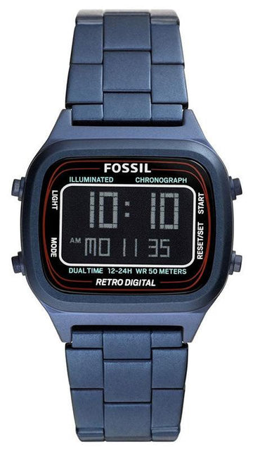  Shop Authentic Fossil Retro Analog-Digital Black Dial Blue Steel Strap Watch for Men - FS5896 - Luxxuri