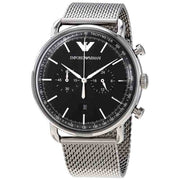  Shop Authentic Emporio Armani Chronograph Black Dial Silver Mesh Bracelet Watch For Men - AR11104 - Luxxuri
