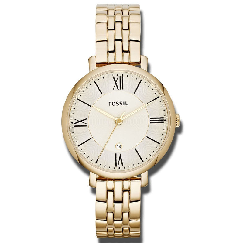  Shop Authentic Fossil Jacqueline White Dial Gold Steel Strap Watch for Women - ES3434 - Luxxuri