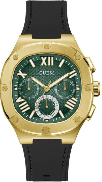  Shop Authentic Guess Headliner Multifunction Green Dial Black Silicone Strap Watch For Men - GW0571G3 - Luxxuri