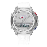 Shop Authentic Tommy Hilfiger Digital Silver Dial White Silicone Strap Watch For Men - 1791764 - Luxxuri