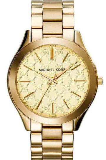  Shop Authentic Michael Kors Slim Runway Gold Dial Gold Steel Strap Watch for Women - MK3335 - Luxxuri