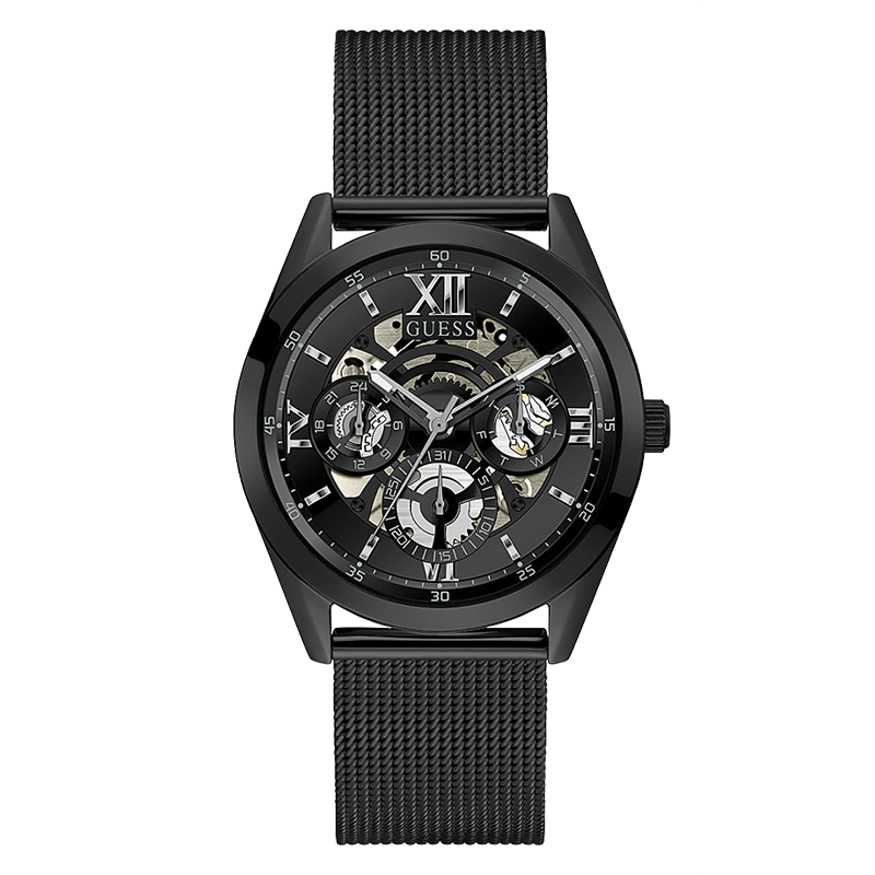  Shop Authentic Guess Analog Multifunction Black Dial Black Mesh Bracelet Watch for Men - GW0368G3 - Luxxuri