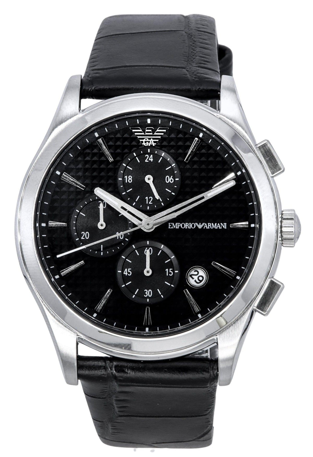  Shop Authentic Emporio Armani Paolo Chronograph Black Dial Black Leather Strap Watch For Men - AR11530 - Luxxuri