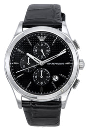  Shop Authentic Emporio Armani Paolo Chronograph Black Dial Black Leather Strap Watch For Men - AR11530 - Luxxuri