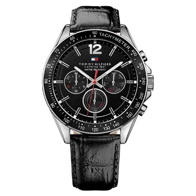  Shop Authentic Tommy Hilfiger Luke Quartz Black Dial Black Leather Strap Watch for Men - 1791117 - Luxxuri