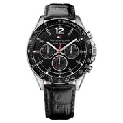  Shop Authentic Tommy Hilfiger Luke Quartz Black Dial Black Leather Strap Watch for Men - 1791117 - Luxxuri