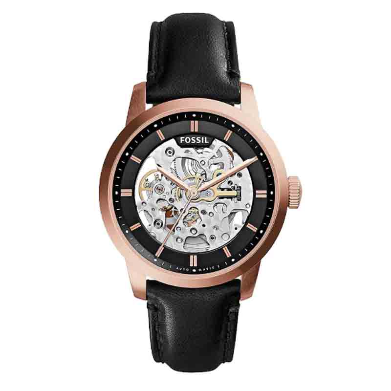  Shop Authentic Fossil Townsman Automatic Skeleton Black Dial Black Leather Strap Watch for Men - ME3084 - Luxxuri