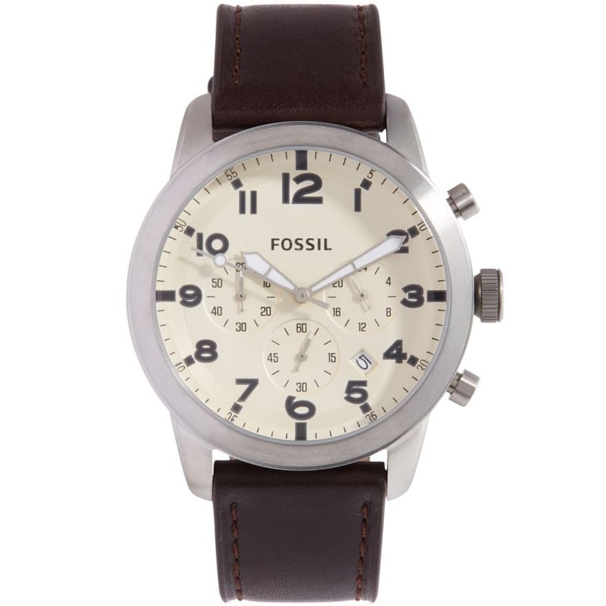  Shop Authentic Fossil Pilot Chronograph White Dial Brown Leather Strap Watch for Men - FS5146 - Luxxuri