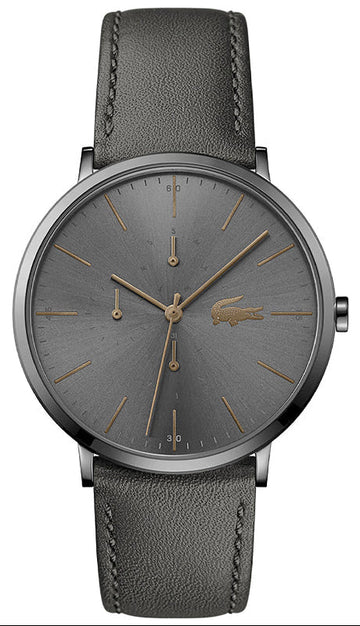 Lacoste Moon Gray Dial Gray Leather Strap Watch for Men - 2011059