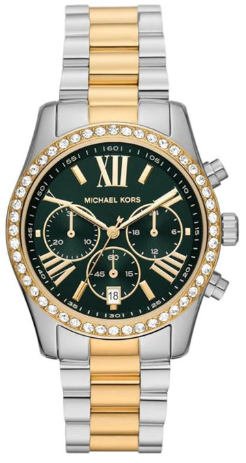  Shop Authentic Michael Kors Lexington Chronograph Green Dial Two Tone Steel Strap Watch For Women - MK7303 - Luxxuri