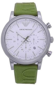  Shop Authentic Emporio Armani Chronograph White Dial Green Rubber Strap Watch For Men - AR11022 - Luxxuri