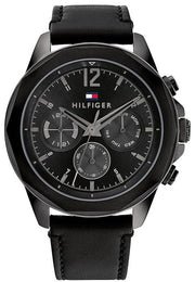  Shop Authentic Tommy Hilfiger Lars Chronograph Black Dial Black Leather Strap Watch For Men - 1792062 - Luxxuri