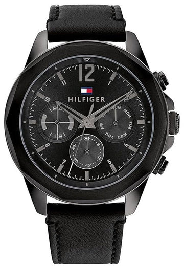  Shop Authentic Tommy Hilfiger Lars Chronograph Black Dial Black Leather Strap Watch For Men - 1792062 - Luxxuri