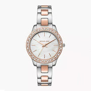  Shop Authentic Michael Kors Liliane Quartz Mother of Pearl White Dial Two Tone Steel Strap Watch For Women - MK1048 - Luxxuri