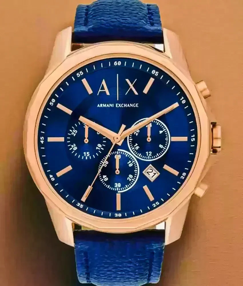 Shop Authentic Armani Exchange Banks Chronograph Blue Dial Blue Leather Strap Watch For Men - AX1723 - Luxxuri