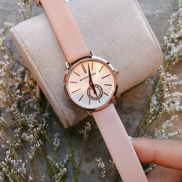  Shop Authentic Michael Kors Petite Portia Silver Dial Pink Rubber Strap Watch For Women - MK2735 - Luxxuri