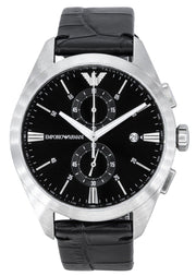  Shop Authentic Emporio Armani Claudio Chronograph Black Dial Black Leather Strap Watch For Men - AR11542 - Luxxuri