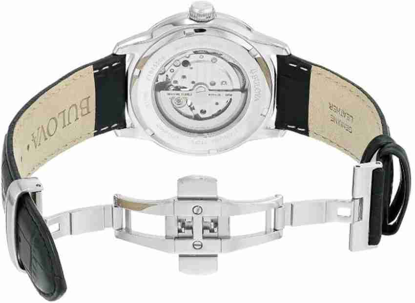  Shop Authentic Bulova BVA Classic Automatic Silver Dial Black Leather Strap Watch for Men - 96A135 - Luxxuri