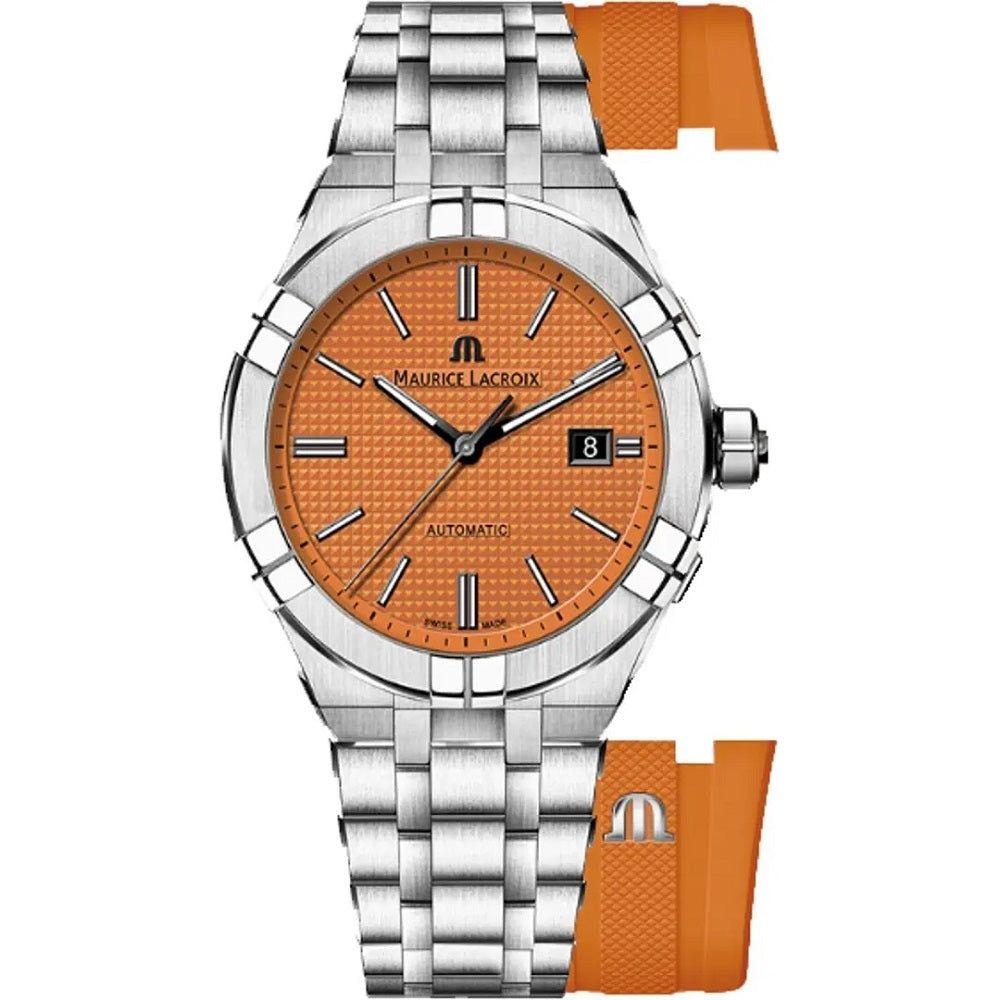  Shop Authentic Maurice Lacroix Aikon Limited Edition Automatic Date Orange Dial Silver Steel Strap Watch For Men - AI6008-SS00F-530-1 - Luxxuri