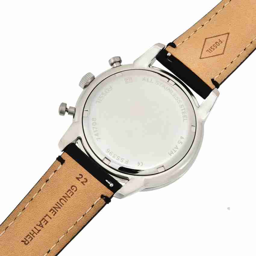  Shop Authentic Fossil Townsman Multifunction Black Dial Black Leather Strap Watch for Men - FS5396 - Luxxuri