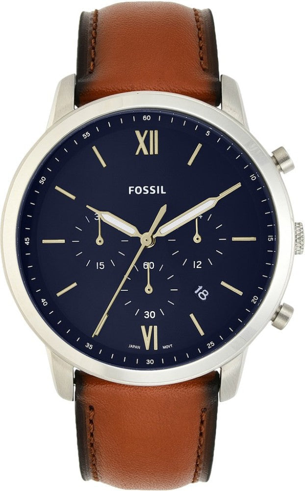  Shop Authentic Fossil Neutra Chronograph Blue Dial Brown Leather Strap Watch for Men - FS5453 - Luxxuri