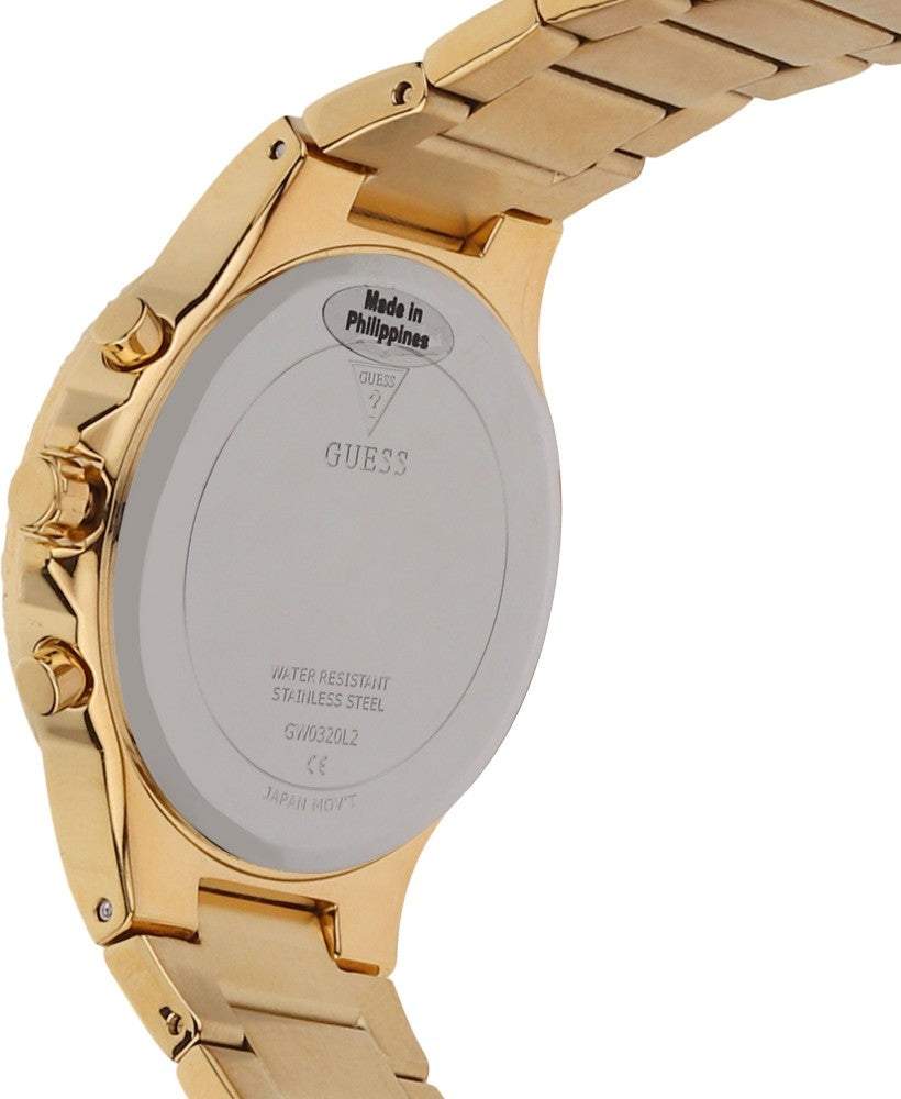  Shop Authentic Guess Moonlight Multi Function Diamonds Gold Dial Gold Steel Strap Watch for Women - GW0320L2 - Luxxuri