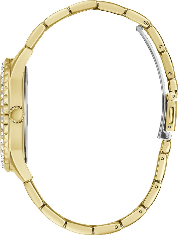  Shop Authentic Guess Night Life Diamonds Black Dial Gold Steel Strap Watch for Women - GW0405L2 - Luxxuri