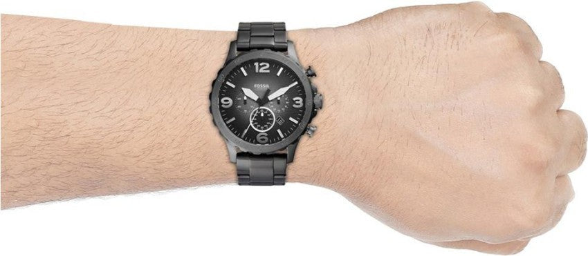  Shop Authentic Fossil Nate Chronograph Gunmetal Dial Grey Steel Strap Watch for Men - JR1437 - Luxxuri